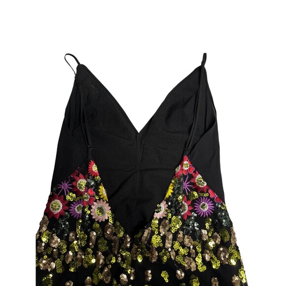 Black Floral Embroidered Maxi Dress With Spaghetti Straps & V-Neckline - Picture 11 of 13